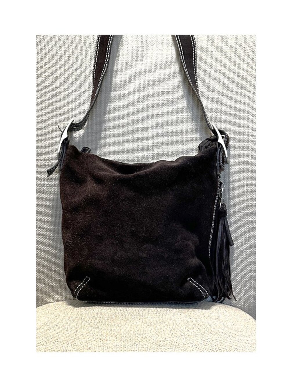 Wilsons Leather Pelle Studio Brown Suede Leather Shoulder Bag Handbag